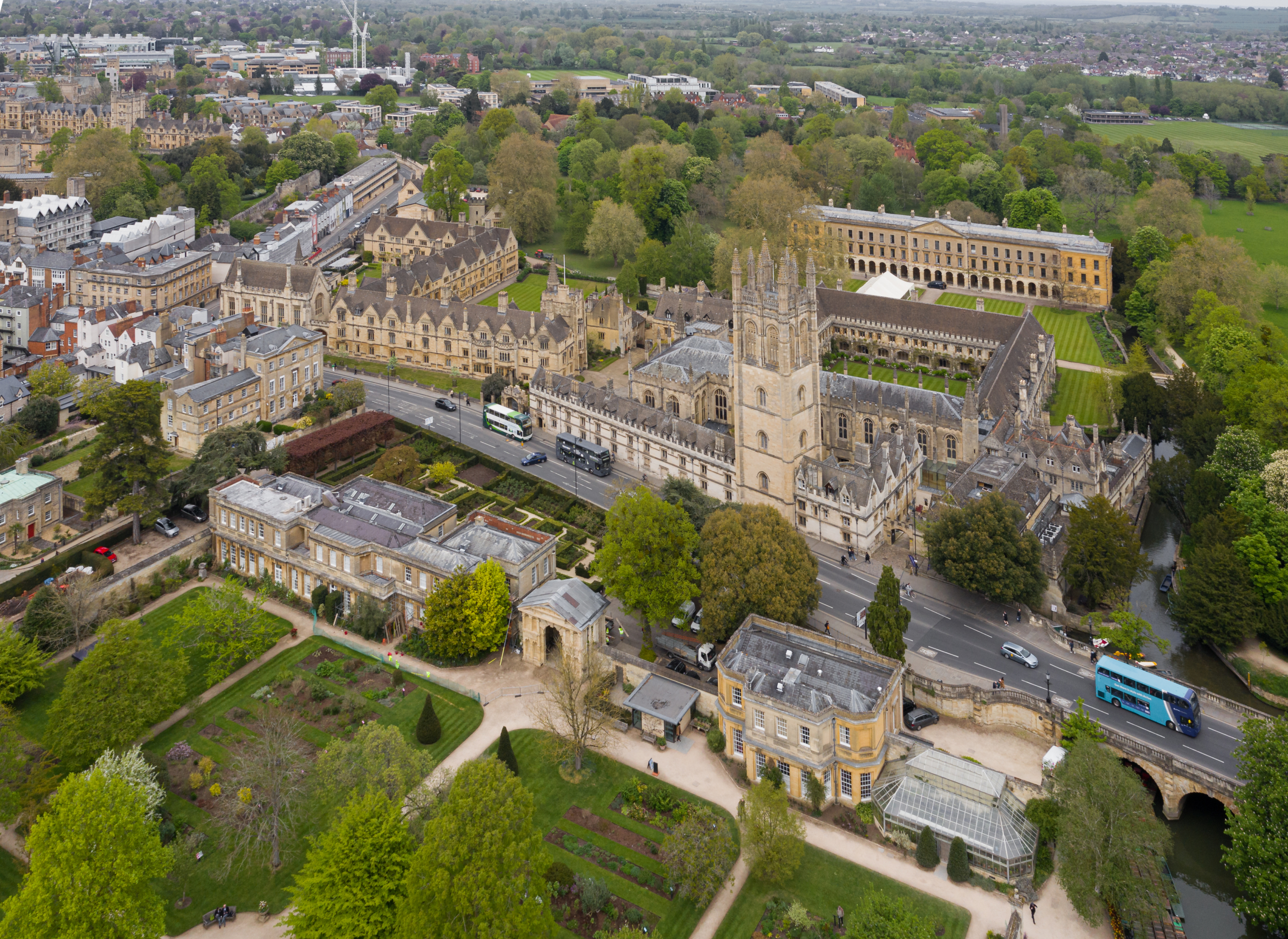 Aerial photograph of Magdalen College and Oxford Botanical Gardens view from the air Aerial photograph of Magdalen College and Oxford Botanical Gardens view from the air